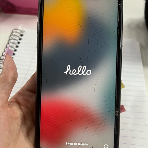 Apple Black Smartphone with Multicolor Display - Picture 1 of 5